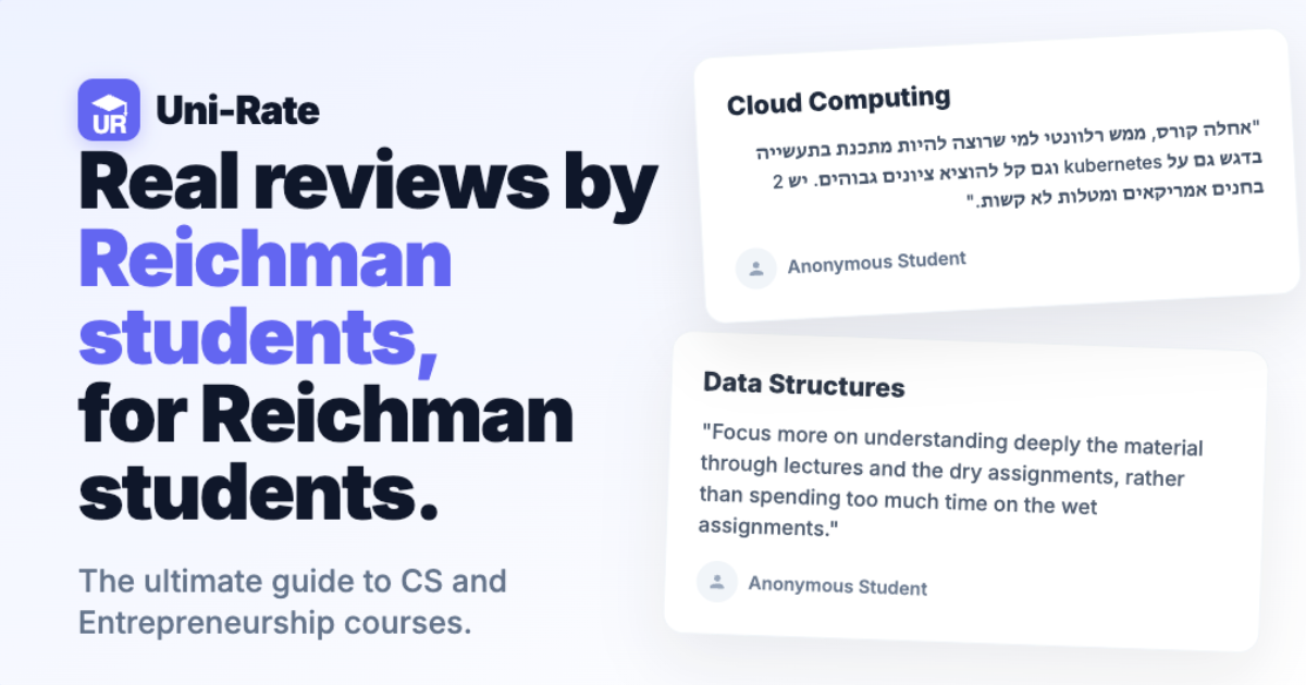 Unirate Uni-Rate | Course Reviews for Reichman University